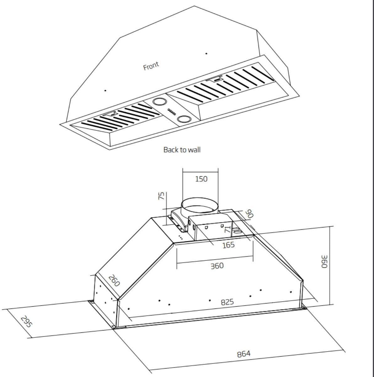 Schweigen 90cm Non-Silent 1080m3/hr Stainless Steel Undermount Rangehood SWU-9