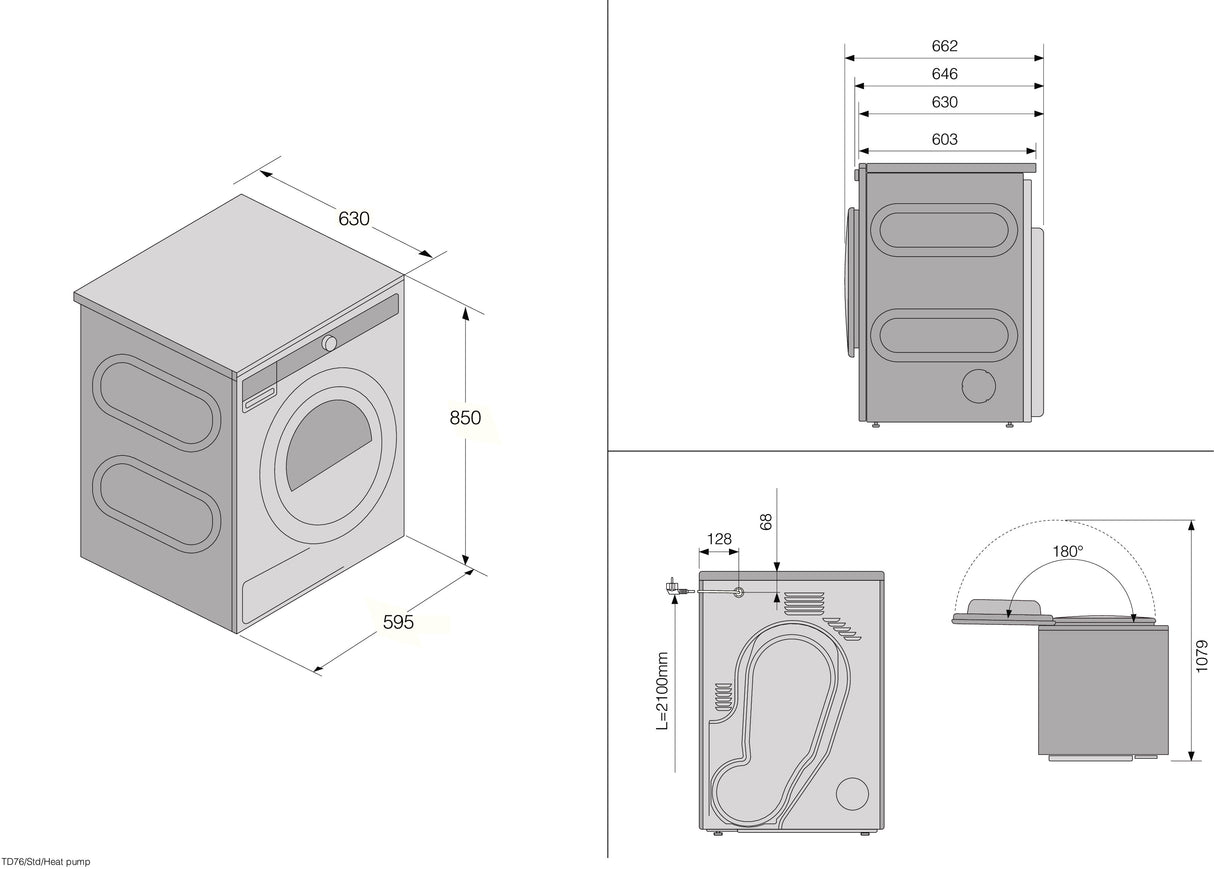 ASKO Style+ 9kg Butterfly Drying Heat Pump Dryer Graphite Black T709HUG.AU