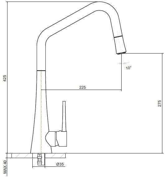 Abey Tink D Brushed Gold Kitchen Pull Out Mixer Tap TINKD-BG