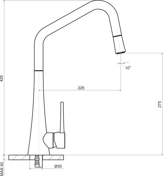 Abey Tink D Black Kitchen Pull Out Mixer Tap TINKDB