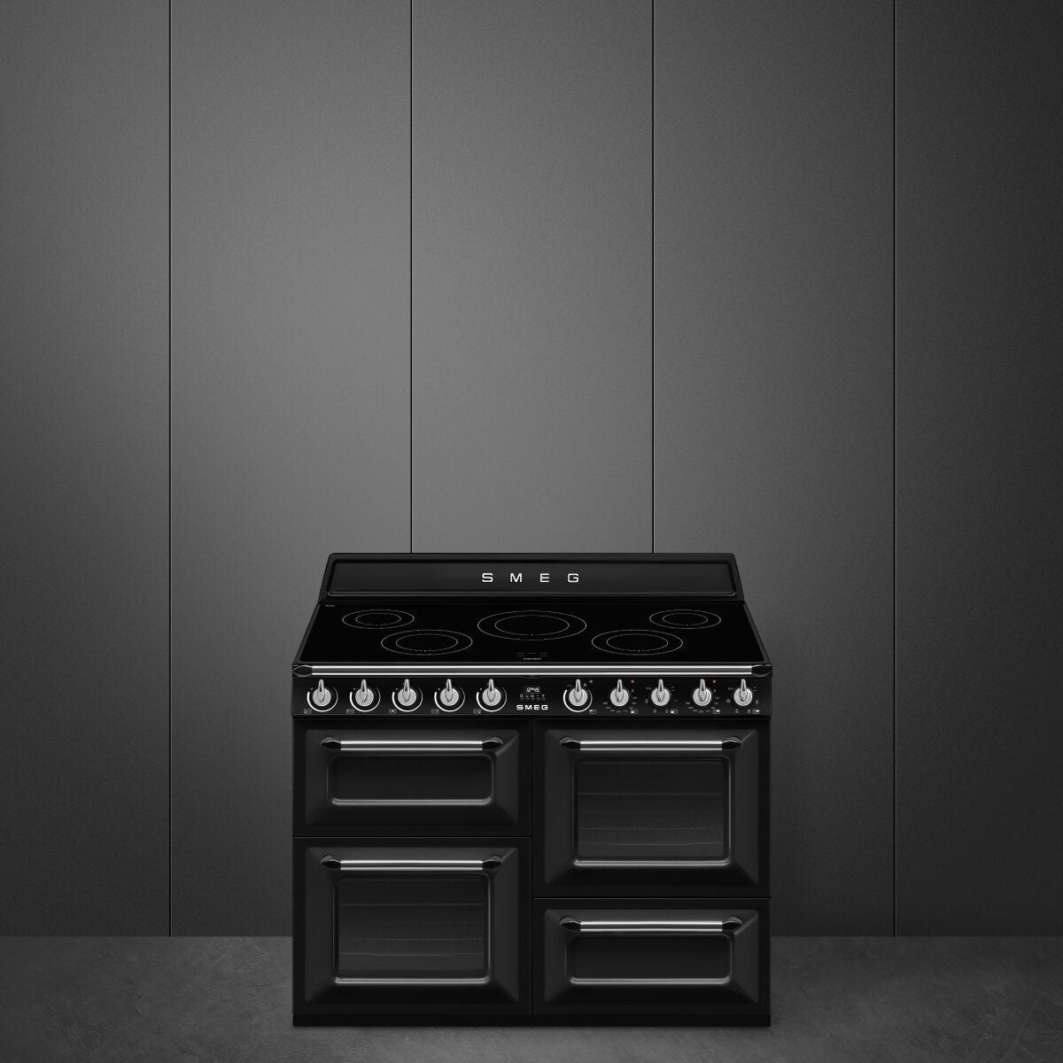 Smeg 110cm Victoria Freestanding Oven/Stove with Induction Hob Black TR4110IBL2