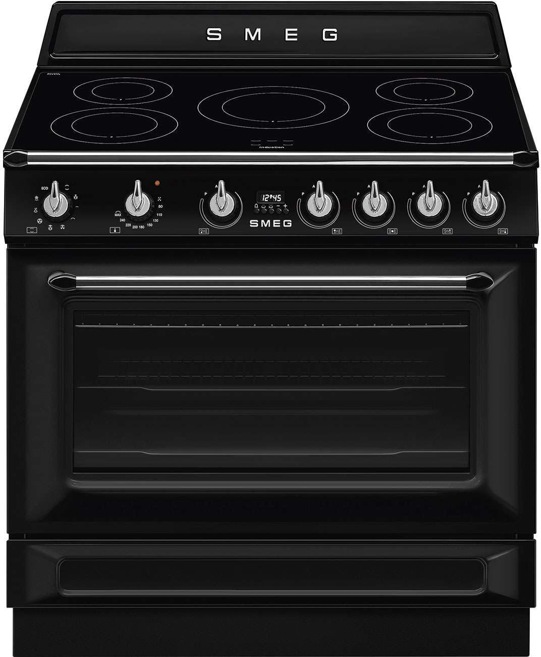 Smeg 90cm Victoria Freestanding Oven/Stove with Induction Hob Black TR90IMBL