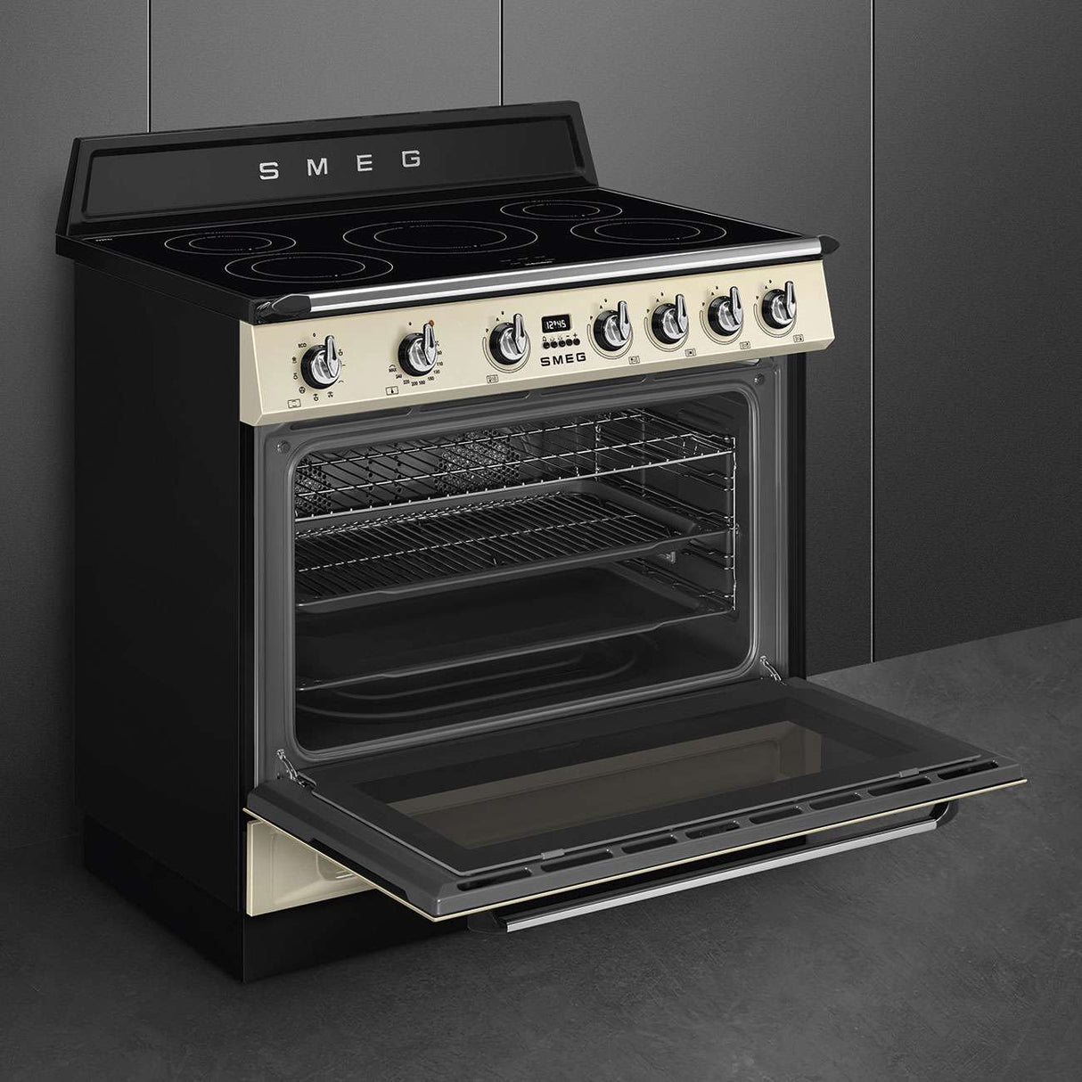 Smeg 90cm Victoria Freestanding Oven/Stove with Induction Hob Cream TR90IMP
