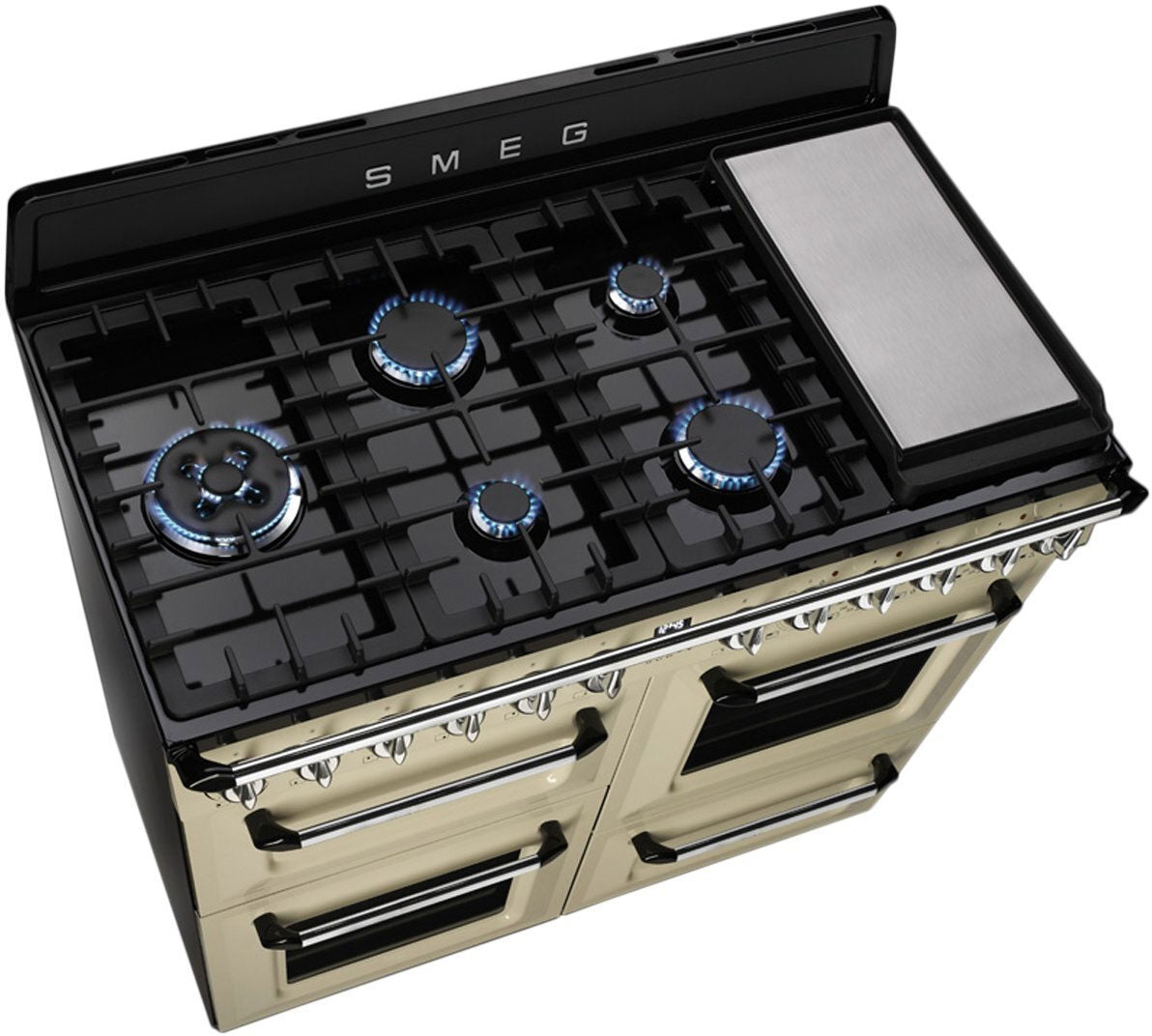 Smeg 110cm Victoria Cream Dual Fuel Freestanding Oven/Stove TRA4110P