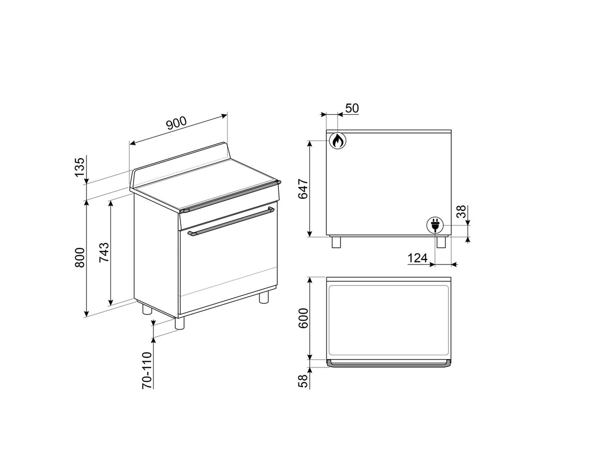 Smeg 90cm Victoria Freestanding Gas Oven/Stove Black TRA90GMBL