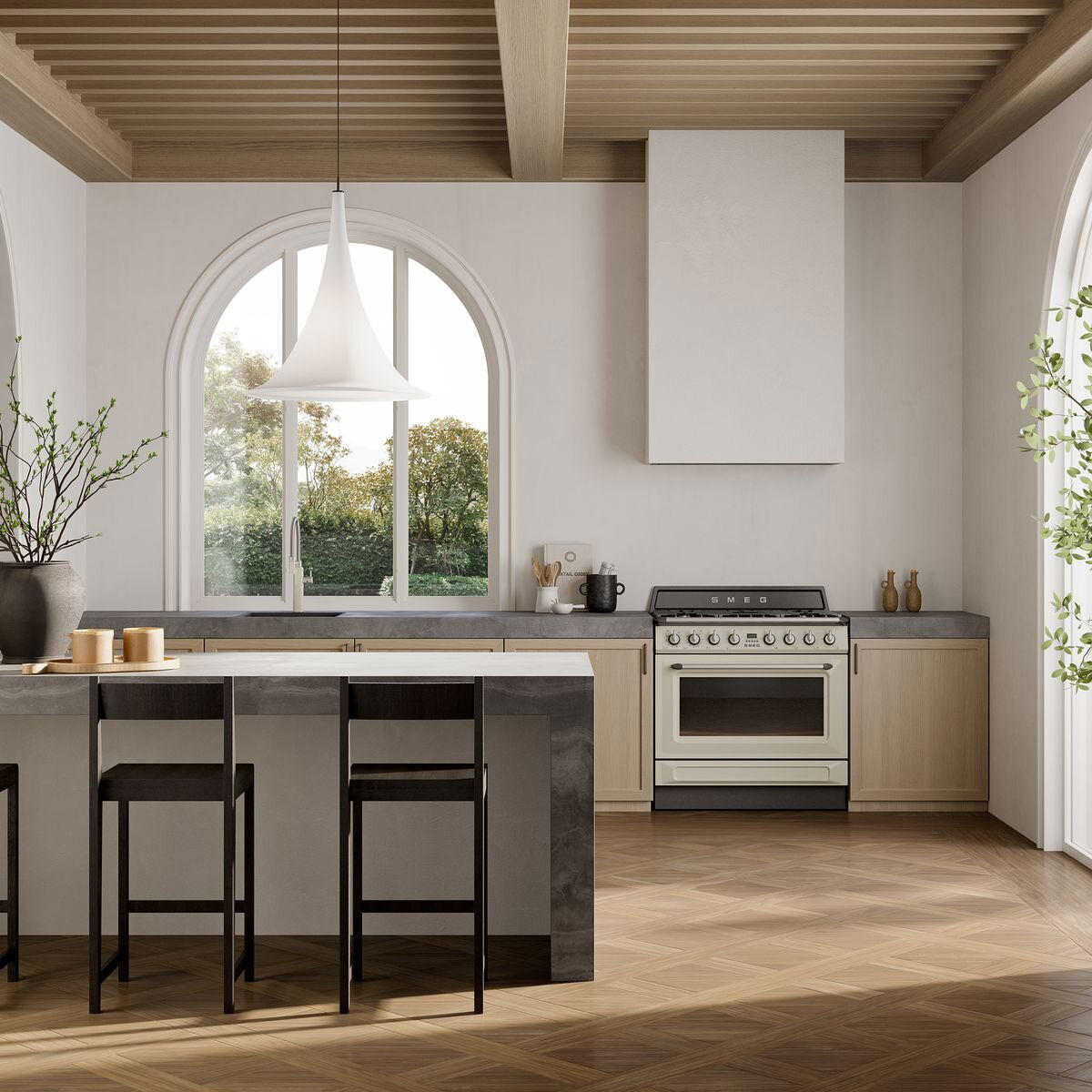 Smeg 90cm Victoria Freestanding Dual Fuel Oven/Stove Cream TRA90GPP