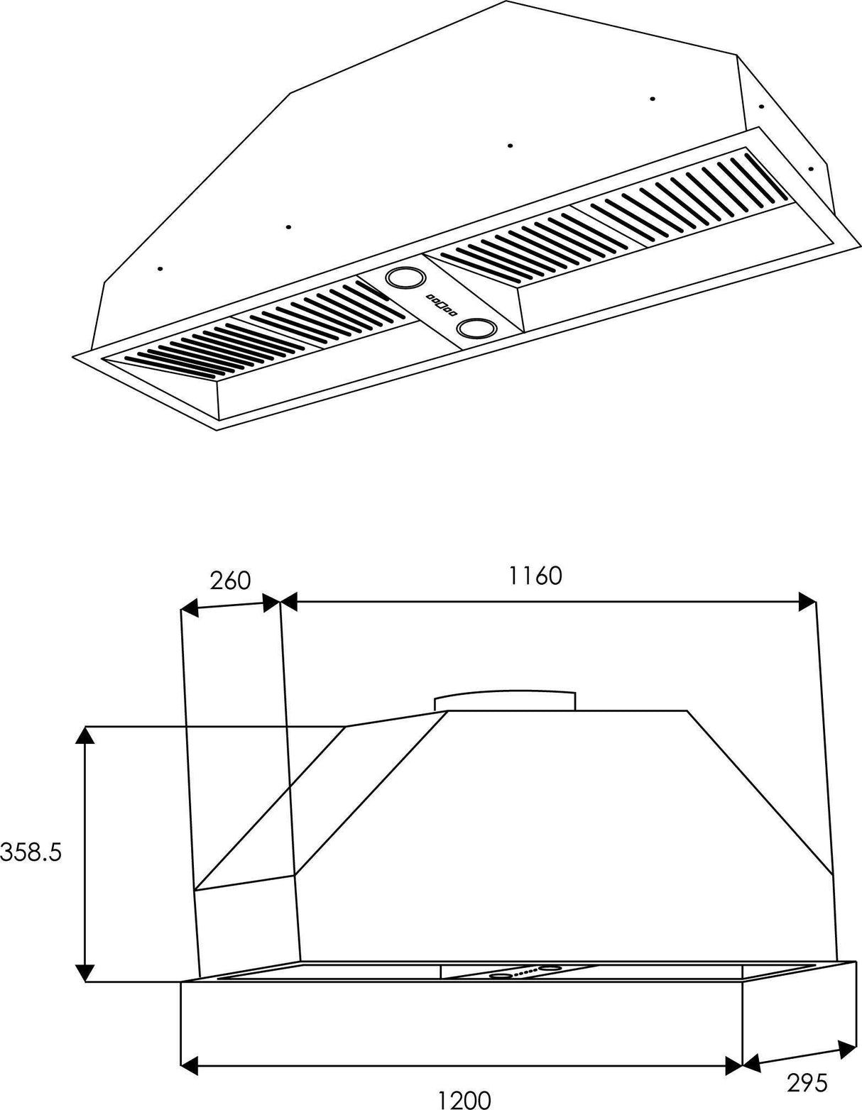 Schweigen 120cm Silent 1600m3/hr Stainless Steel Undermount Rangehood UM-12UMSP