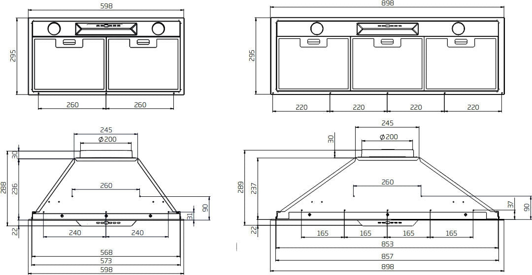 Schweigen 90cm Silent 1600m3/hr Black Undermount Rangehood UM1170-9BSP