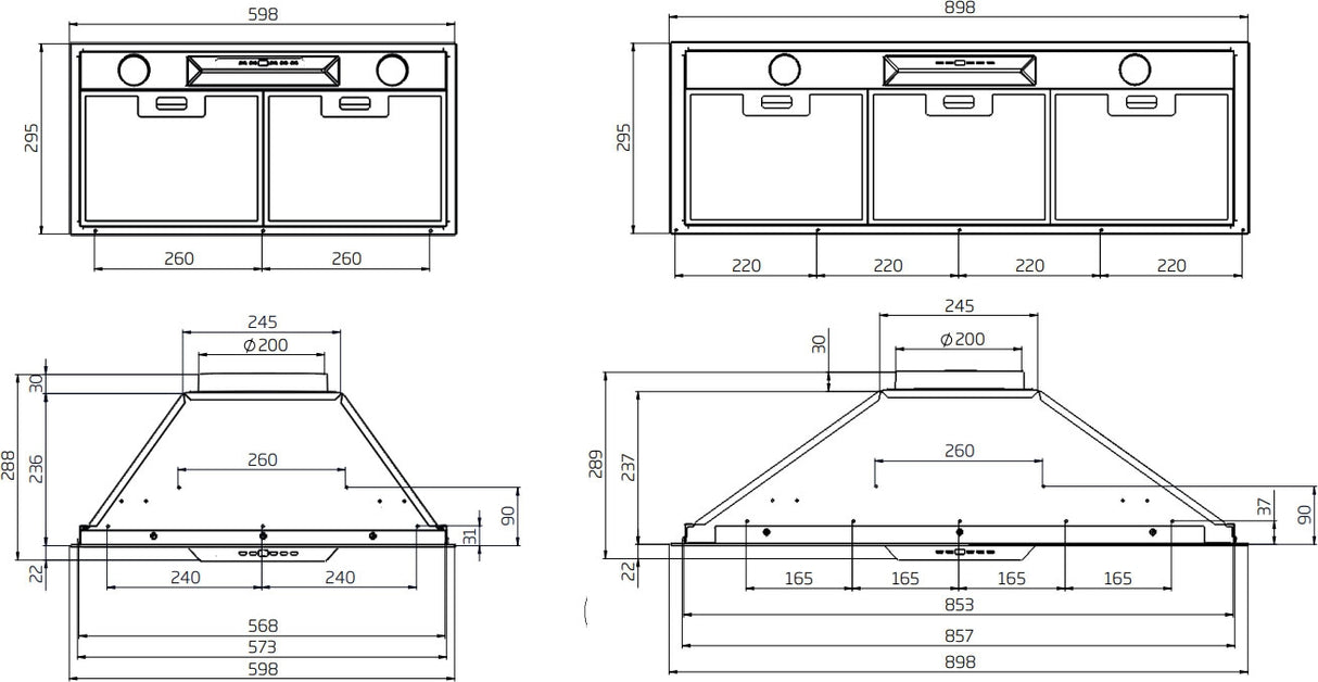 Schweigen 90cm Silent 3200m3/hr Stainless Steel Undermount Rangehood UM1170-9SE