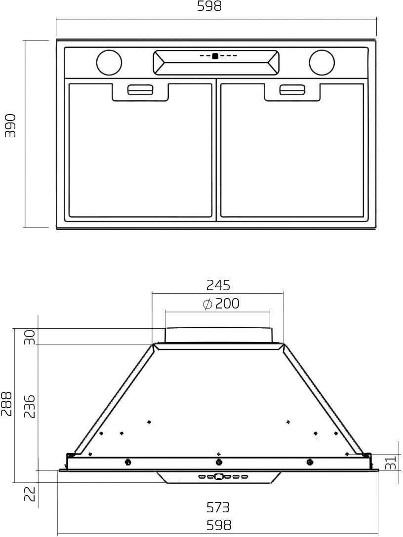 Schweigen 60cm Silent 1600m3/hr Stainless Steel Undermount Rangehood UM1390-6SP