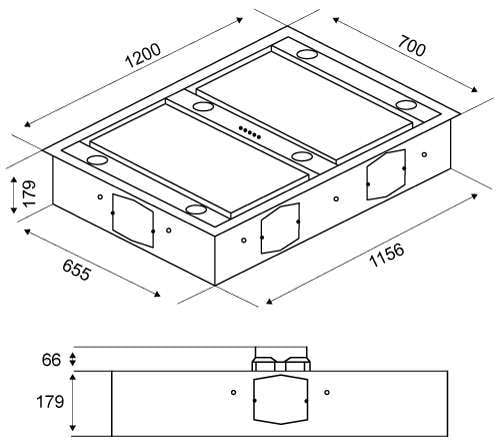 Schweigen 120cm Silent 3200m3/hr S/S Ceiling Cassette Rangehood UM422G-12SE