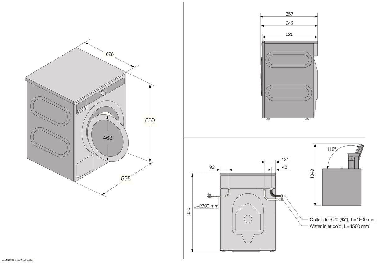 ASKO 9kg Steel Seal Front Load Washing Machine Graphite Black W5096RLG.AU