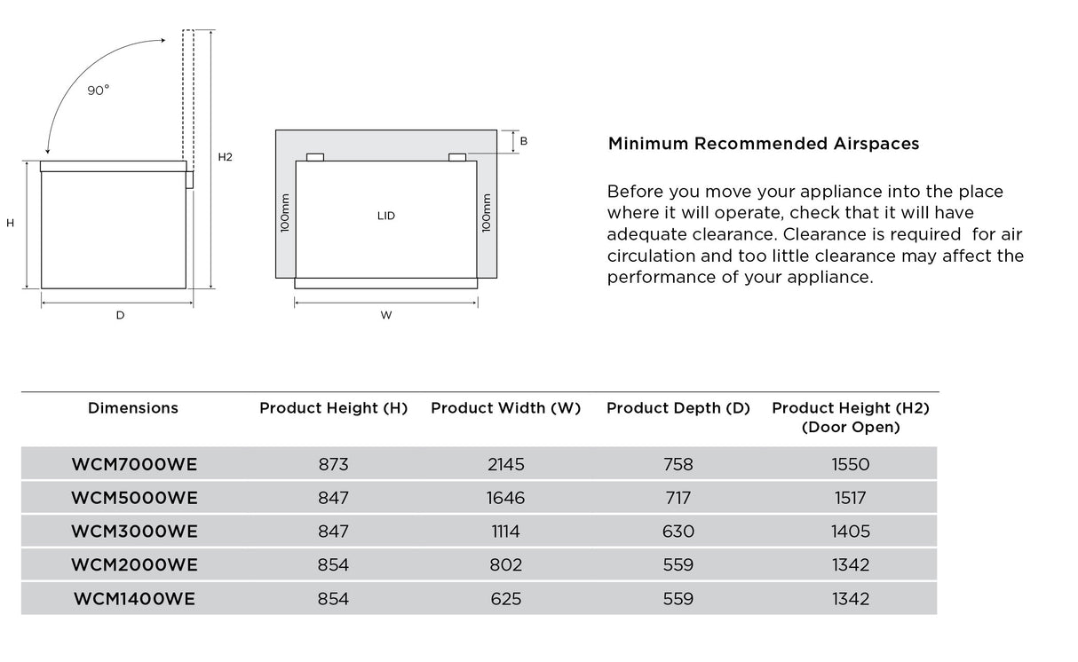 Westinghouse 145L White Chest Freezer WCM1400WE | Greater Sydney Only