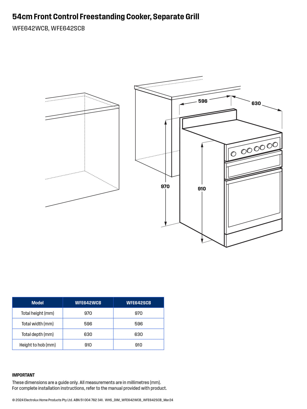 Westinghouse 60cm 80L Electric Freestanding Oven/Stove Stainless Steel WFE642SCB
