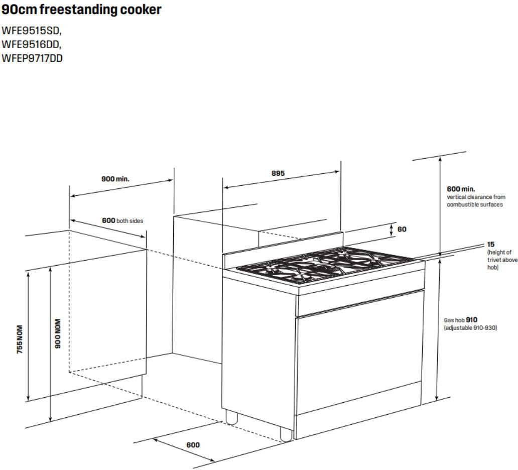 Westinghouse 90cm 125L Dual Fuel Pyrolytic Freestanding Oven/Stove WFEP9717DD