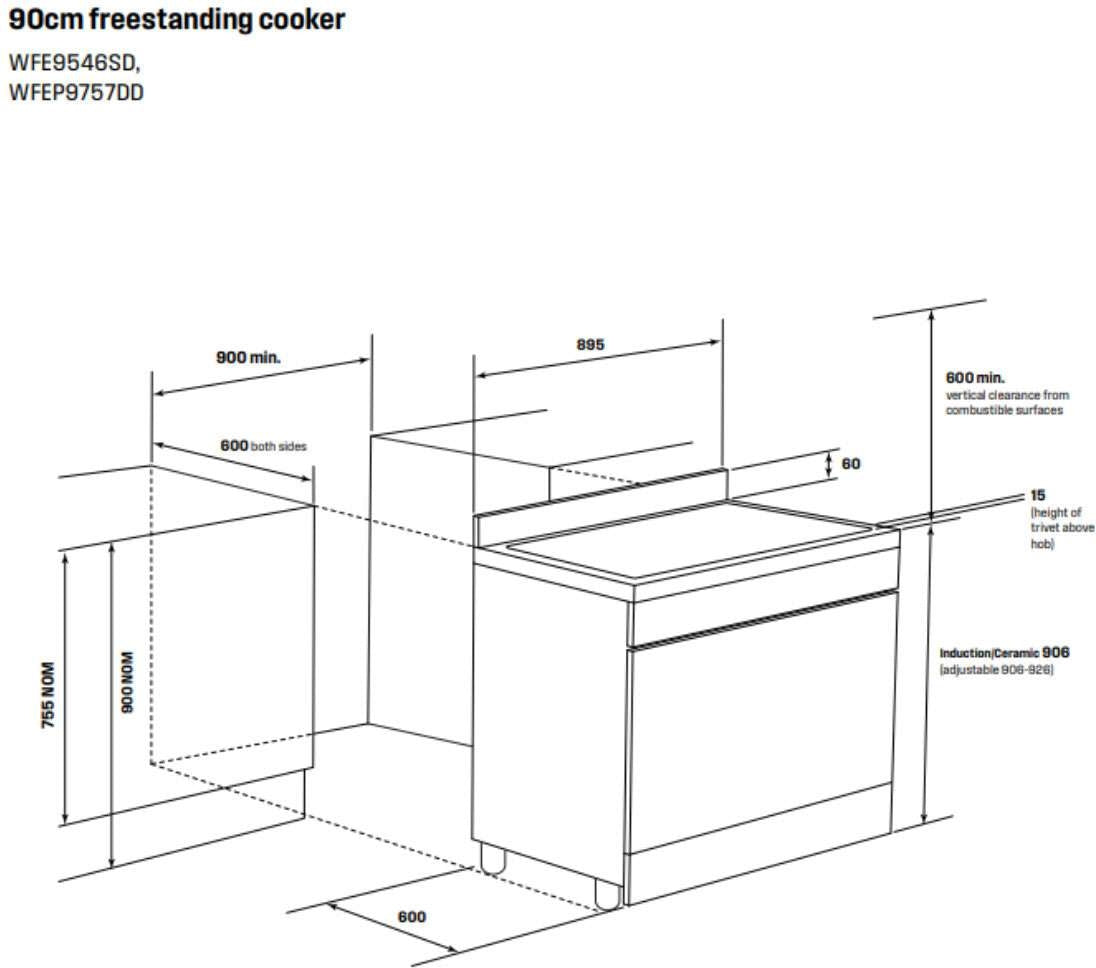 Westinghouse 90cm 125L Induction Pyrolytic Freestanding Oven/Stove WFEP9757DD