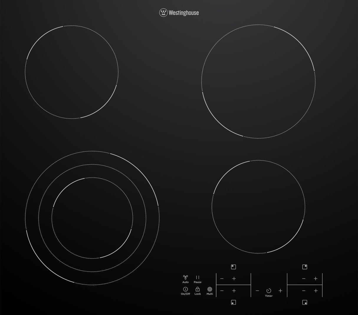 Westinghouse 60cm 4 Zone Black Ceramic Glass Electric Cooktop WHC643BE