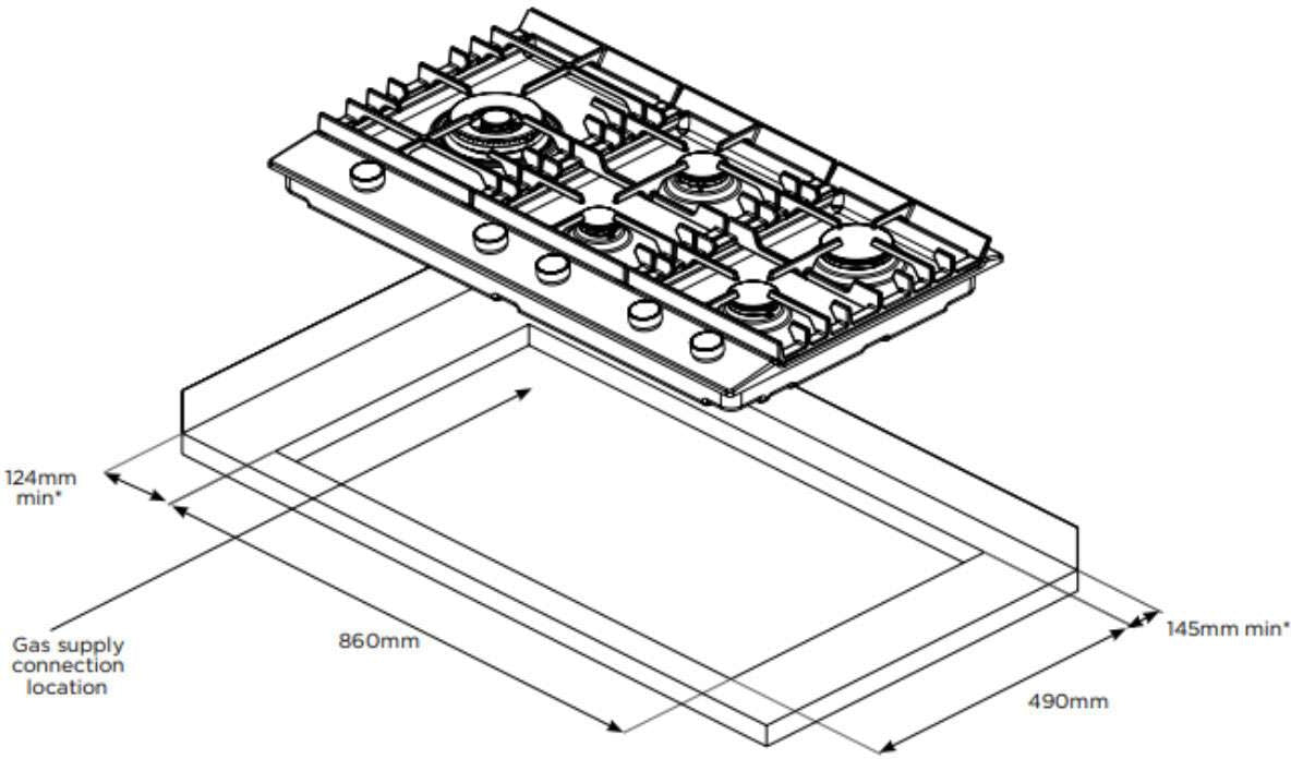 Westinghouse 90cm 5 Burner Black Ceramic Glass Gas Cooktop WHG959BD