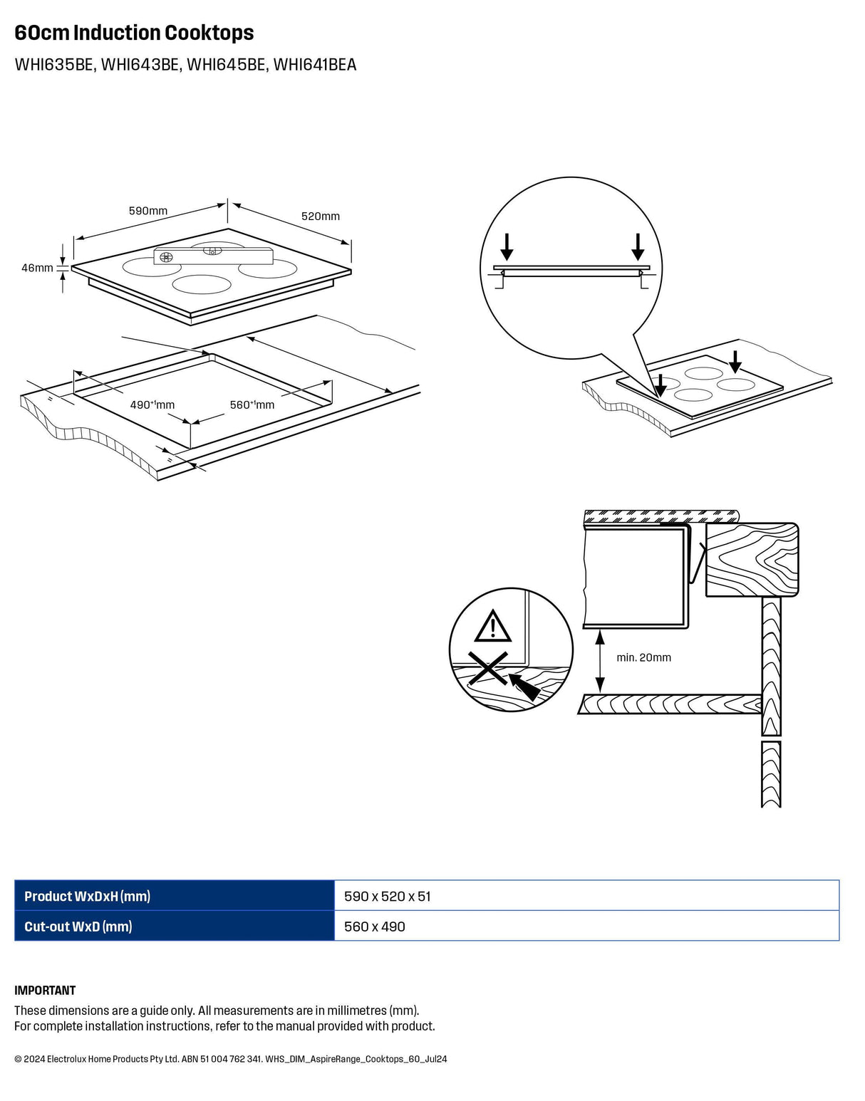 Westinghouse 60cm 4 Zone Black Induction Cooktop WHI643BE