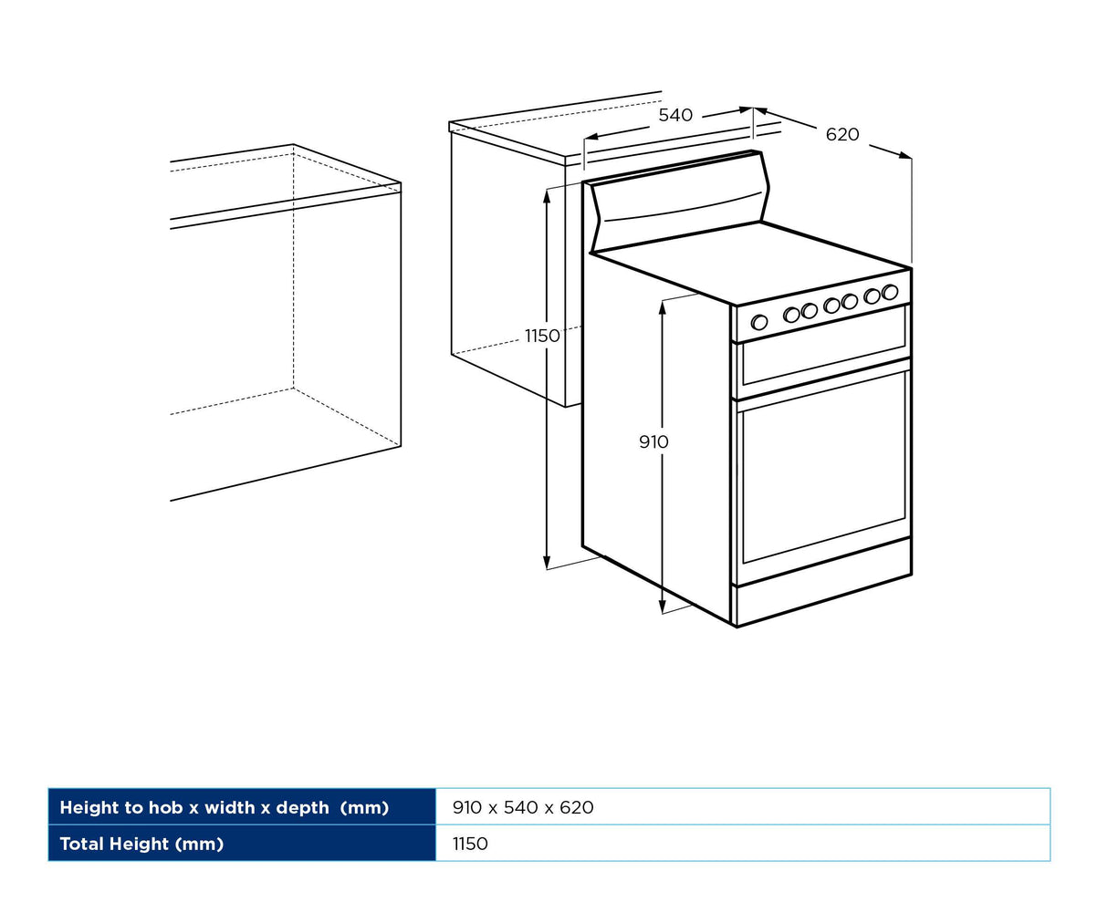 Westinghouse 54cm 80L Gas Freestanding Oven/Stove White WLG510WCH