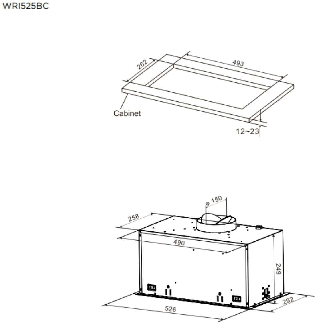 Westinghouse 52cm Integrated Rangehood WRI525BC