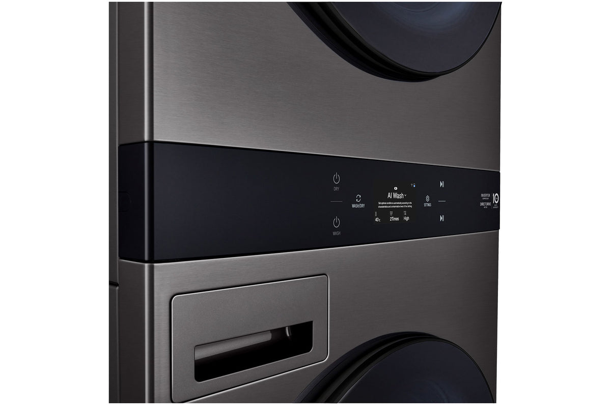 LG 19kg/10kg AI WashTower Stacked Washer Dryer Black WWT-1910BX | Greater Sydney Only