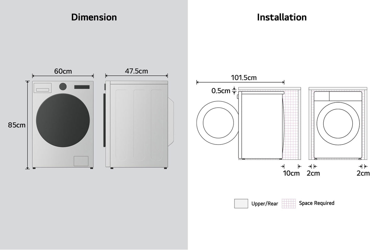 LG 8kg Series 3 Front Load Washing Machine WX3-1208W | Greater Sydney Only