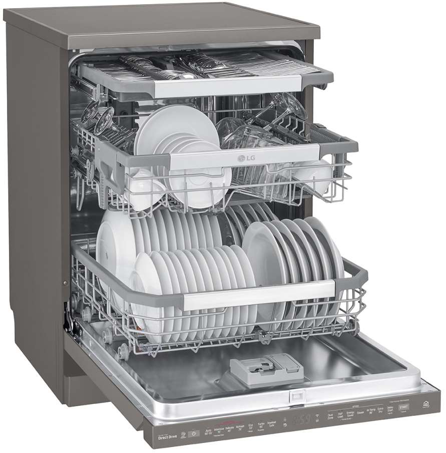 LG 60cm QuadWash Black Stainless Freestanding Dishwasher XD3A25BS