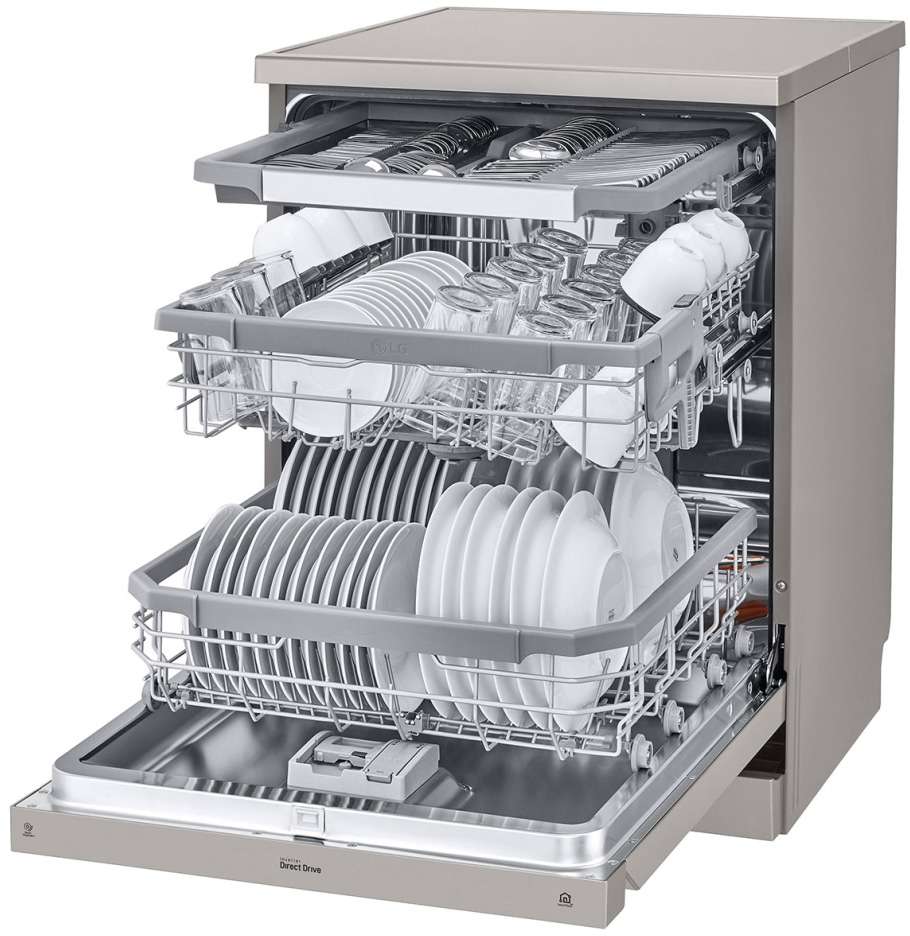 LG 60cm QuadWash Platinum Steel Freestanding Dishwasher XD4B15PS
