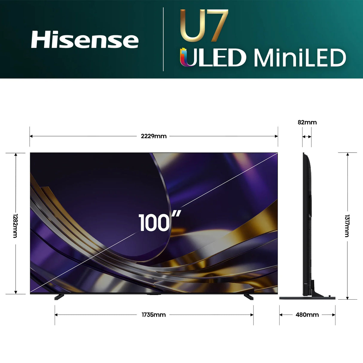 Hisense 100" Series U7S Mini-LED 4K Smart TV 100U7SAU | Greater Sydney Only