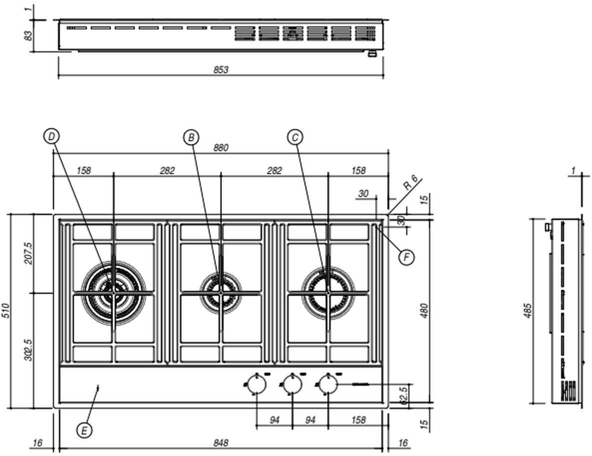 Abey Barazza 90cm Lab Evolution Natural Gas Cooktop 1PLE2D