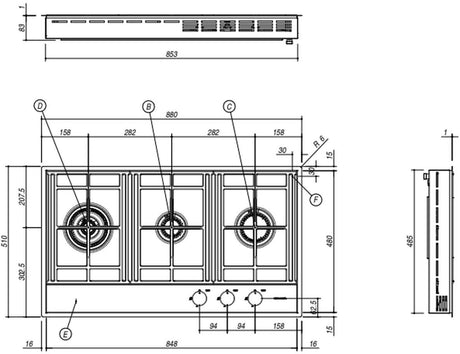 Abey Barazza 90cm Lab Evolution Natural Gas Cooktop 1PLE2D
