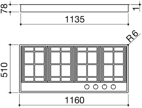 Abey Barazza 120cm Lab Evolution Natural Gas Cooktop 1PLE3D