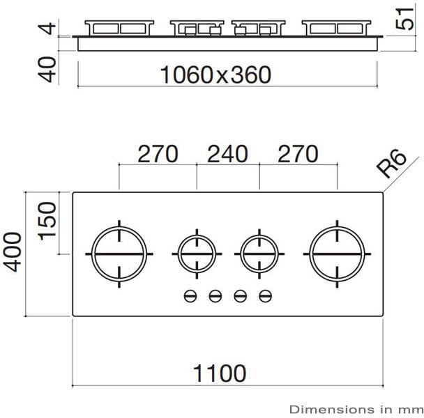 Abey Barazza 110cm Mood Natural Gas Cooktop 1PMD104B