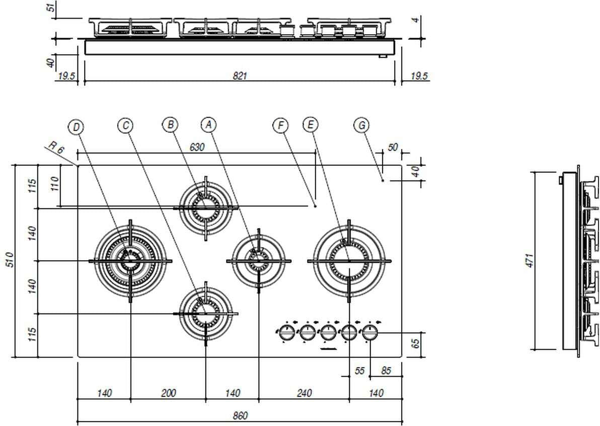Abey Barazza 90cm Mood Natural Gas Cooktop 1PMD95B