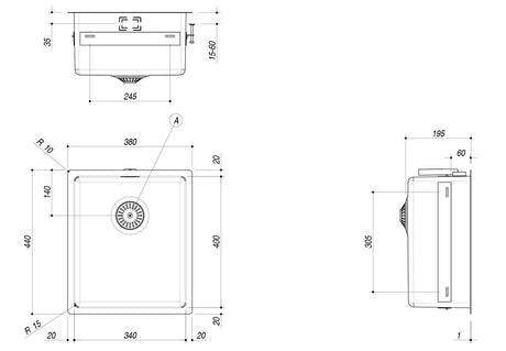 Abey Barazza R15 Single Bowl Inset Sink 1X3440I