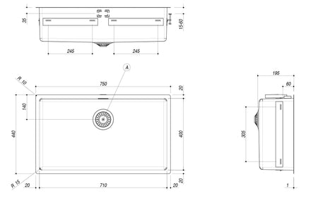 Abey Barazza R15 Large Bowl Inset Sink 1X7040I