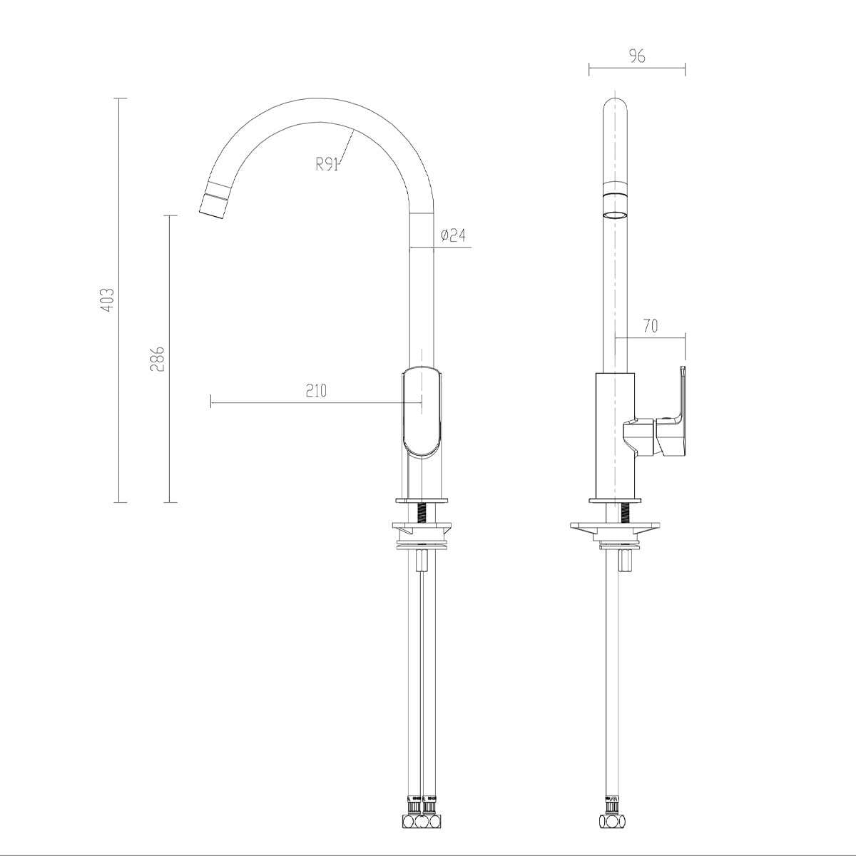 Abey Gareth Ashton Black Madison Kitchen Mixer Tap 2K4-B