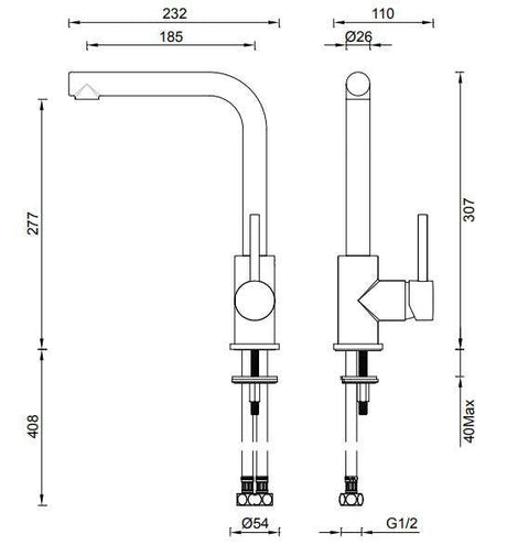 Abey Lucia Side Lever Sink Mixer Tap 3K2