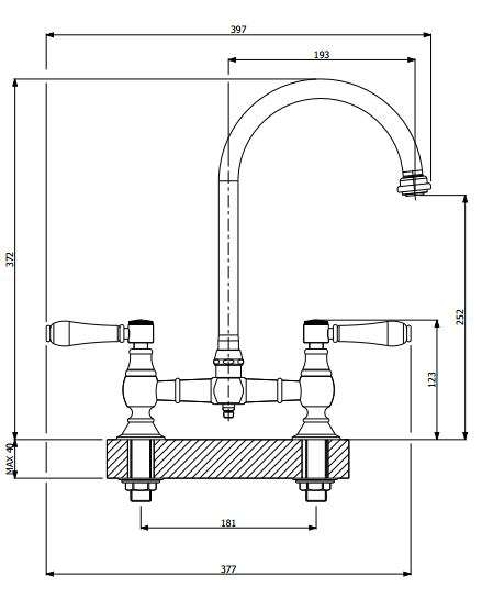 Abey Bronze Provincial Exposed Breach Kitchen Tap 400160BR