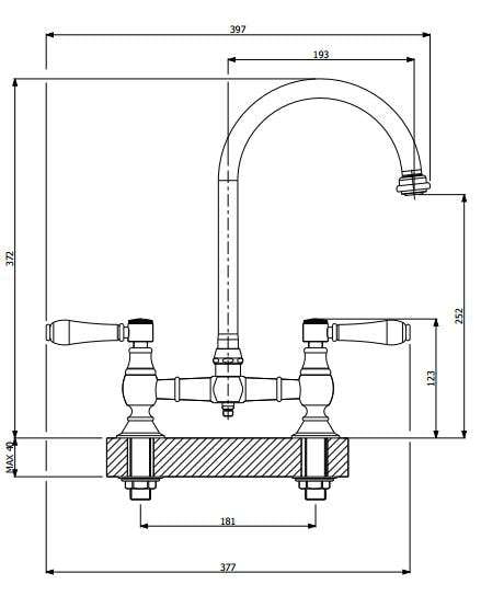 Abey Brushed Nickel Provincial Exposed Breach Kitchen Tap 400160BN