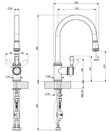 Abey Provincial Brushed Nickel Single Lever Pull Out Kitchen Mixer Tap 400674BN