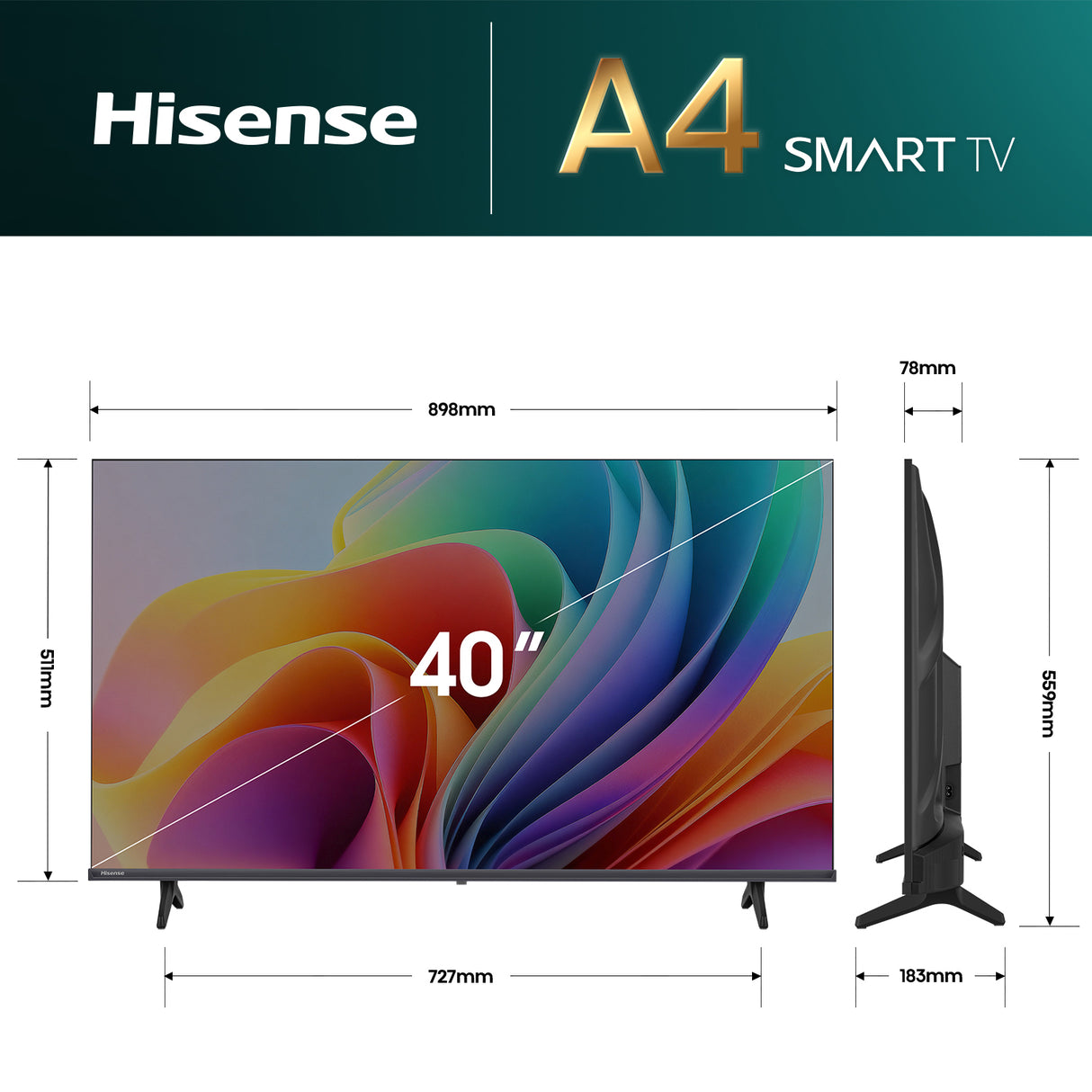 Hisense 40" Series A4S Full HD Smart LED TV 40A4SAU