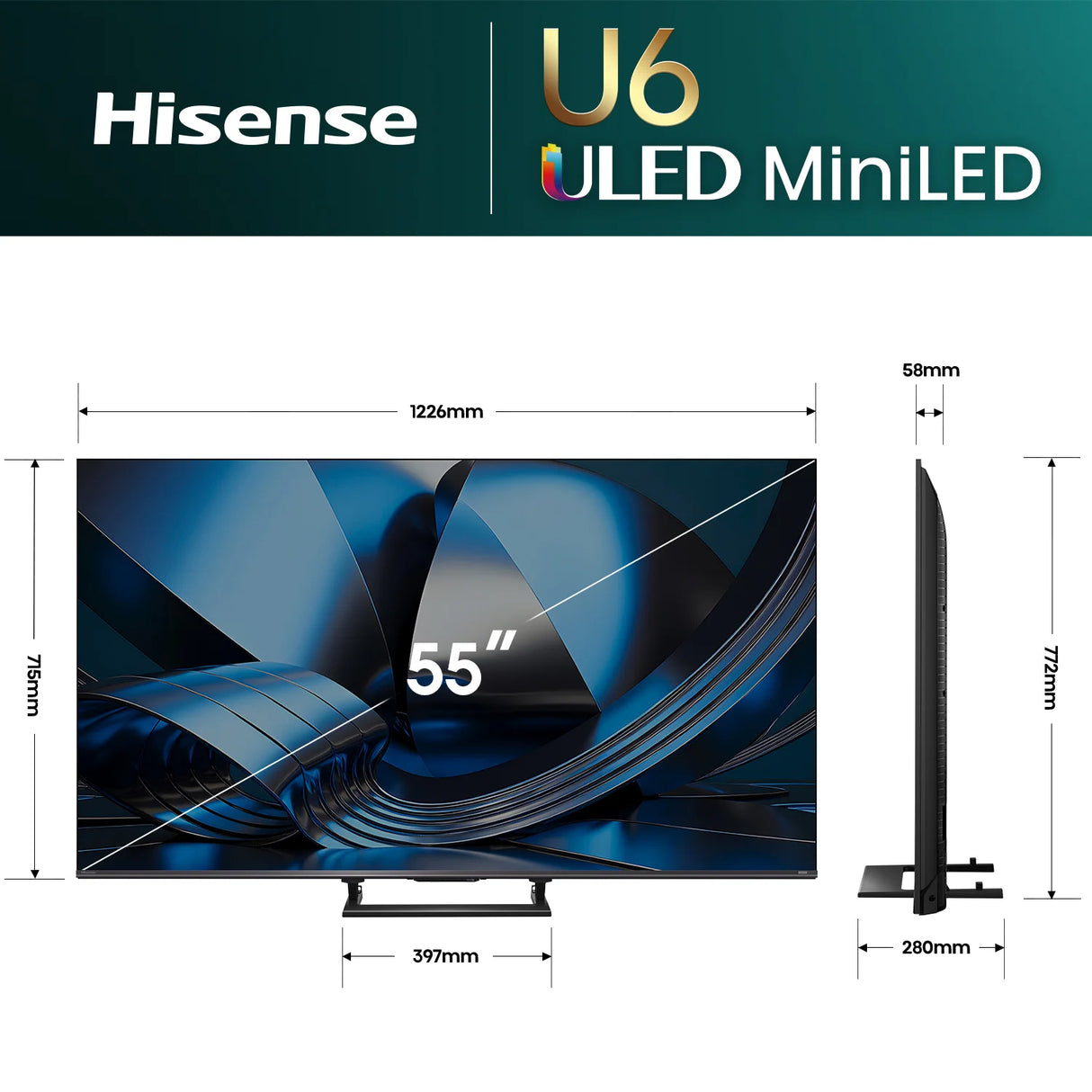 Hisense 55" Series U6S  ULED Mini-LED 4K Smart TV 55U6SAU