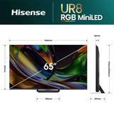 Hisense 65" RGB Mini LED UR8S 180Hz 4K Smart AI TV 65UR8SAU