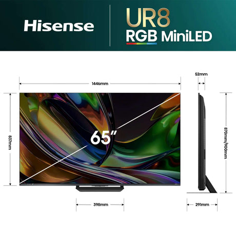 Hisense 65" RGB Mini LED UR8S 180Hz 4K Smart AI TV 65UR8SAU