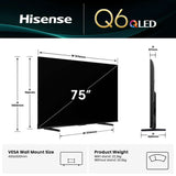 Hisense 75" Series Q6QAU QLED 4K Smart TV 75Q6QAU