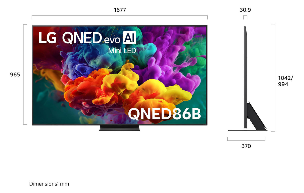 LG 75" QNED86 4K Smart QNED evo Mini LED AI TV 75QNED86BSA