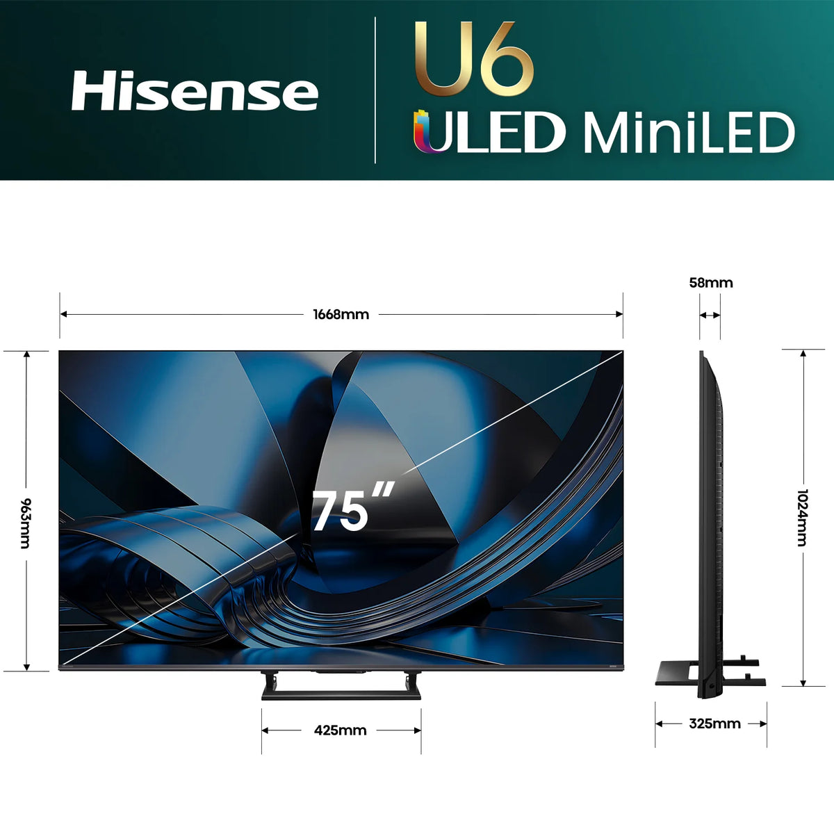 Hisense 75" Series U6S ULED Mini-LED 4K Smart TV 75U6SAU
