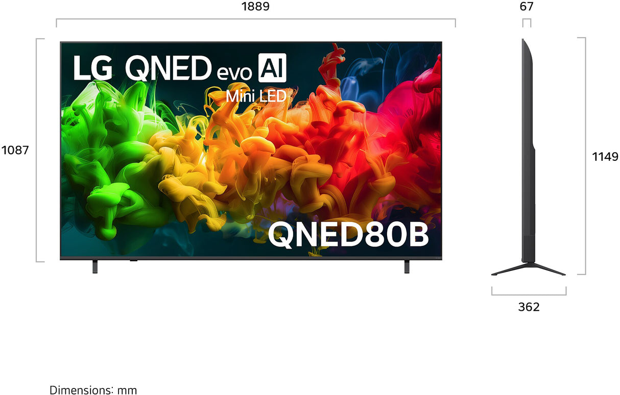 LG 85" QNED80 4K Smart QNED evo Mini LED AI TV 85QNED80BSA